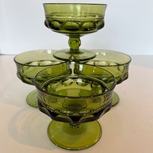 Indiana Glass Kings Crown Thumbprint Design Footed Sherbet Dishes
